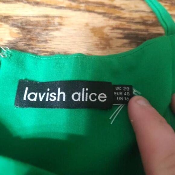 Lavish Alice Plus Fold Detail Cami Strap Pencil Dress In Green sz 16 - Picture 3 of 5